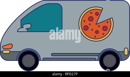 Fast food delivery blue lines Stock Vector