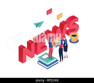 News concept - modern colorful isometric vector illustration Stock Vector