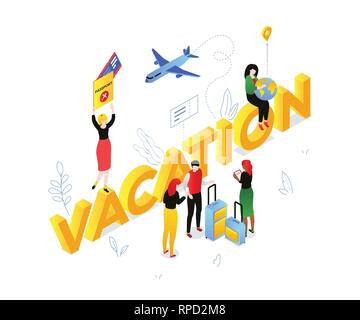 Vacation and travel - modern colorful isometric vector illustration Stock Vector