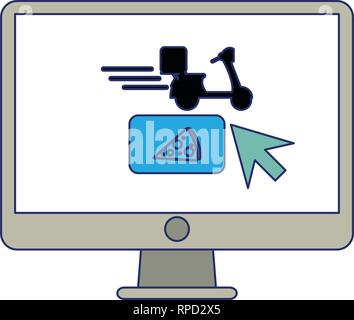 Fast food delivery blue lines Stock Vector
