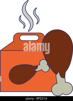 Fast food delivery blue lines Stock Vector