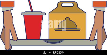 Fast food delivery blue lines Stock Vector