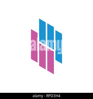 abstract letter bp stripes geometric chart logo Stock Vector