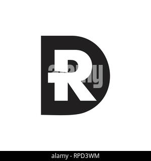 letters dr simple geometric negative space logo Stock Vector