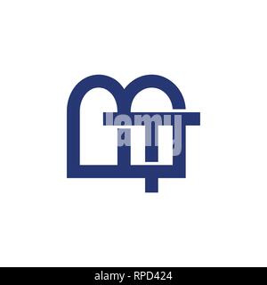 abstract letters mt simple linked geometric logo Stock Vector