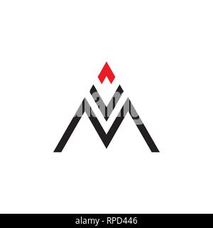 letter mv geometric line fire design logo vector Stock Vector