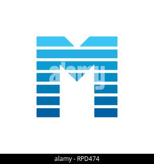 letter m stripes gradient simple lgo vector Stock Vector