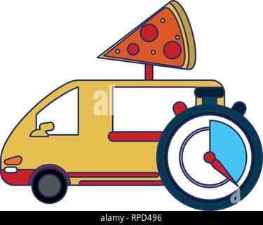Fast food delivery blue lines Stock Vector