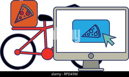 Fast food delivery blue lines Stock Vector