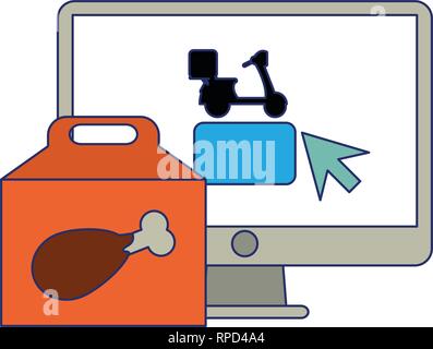 Fast food delivery blue lines Stock Vector