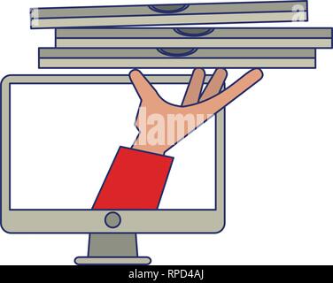 Fast food delivery blue lines Stock Vector