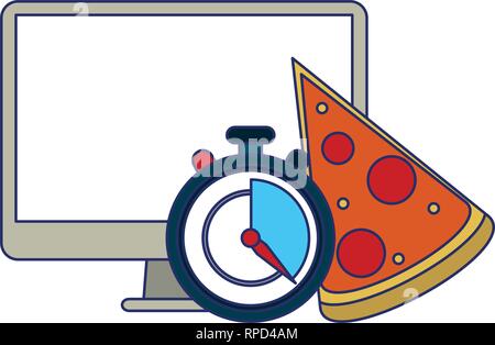 Fast food delivery blue lines Stock Vector
