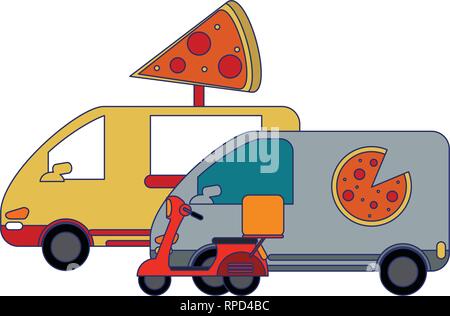 Fast food delivery blue lines Stock Vector