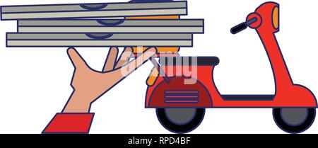 Fast food delivery blue lines Stock Vector