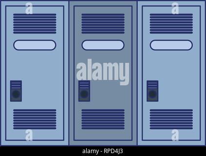 gym lockers storage isolated blue lines Stock Vector