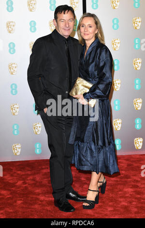 Jason Isaacs and and Emma Hewitt attend the EE British Academy Film Awards at The Royal Albert Hall in London.10th February 2019 © Paul Treadway Stock Photo