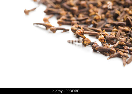 Carnation, dried clove spice isolated on white background. Stock Photo