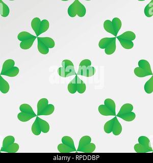 Green Irish Clover for St. Patricks Day seamless vector pattern Stock Vector
