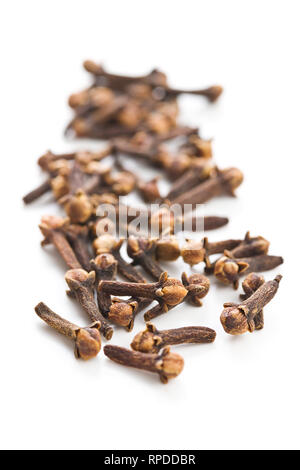 Carnation, dried clove spice isolated on white background. Stock Photo