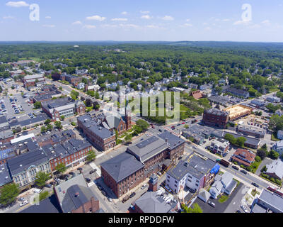 Natick First Congregational Church, Town Hall and Common aerial view in ...