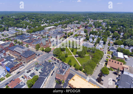 Natick First Congregational Church, Town Hall and Common aerial view in ...