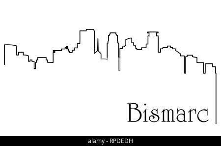 Bismarck city one line drawing abstract background with cityscape Stock Vector