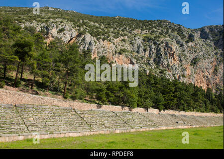 The stadium, Ruins of ancient Delphi, Greece Stock Photo