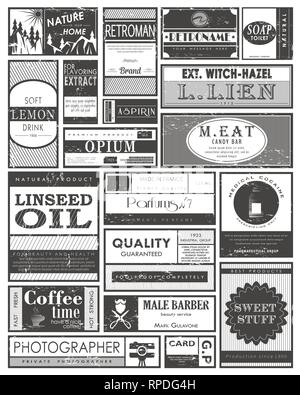Set of retro or vintage labels or tags, stickers Stock Vector