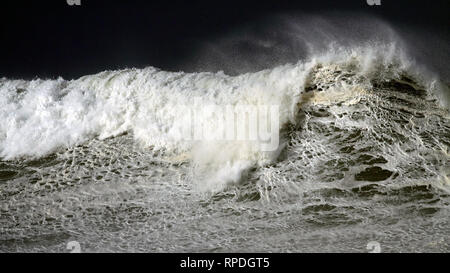 Detailed view of a beautiful big crashing wave in a stormy day Stock Photo