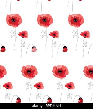 Seamless pattern red poppies isolated on white. Remembrance day lest we  forget. Anzac day. Red poppy flower international symbol of peace. Great  for d Stock Vector Image & Art - Alamy