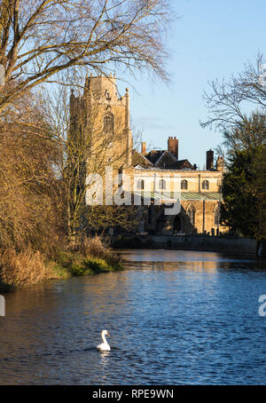 St James church on the River Great Ouse at Hemingford Grey Cambridgeshire England UK Stock Photo