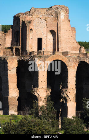 Ruins of Domus Augustana on Palatine Hill seen from Circus Maximus, Rome, Lazio, Italy. Stock Photo