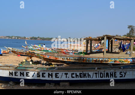 Pirogues used in the artisanal Sardinella fishery in Senegal, Western Africa Stock Photo