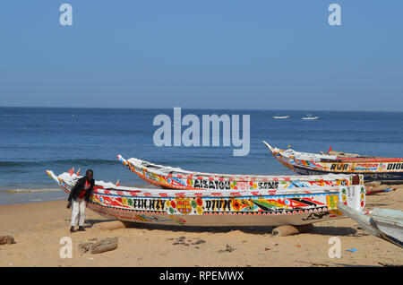 Pirogues used in the artisanal Sardinella fishery in Senegal, Western Africa Stock Photo