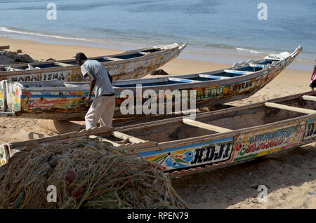 Pirogues used in the artisanal Sardinella fishery in Senegal, Western Africa Stock Photo