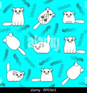 Cartoon cute colorful cats with scratch marks seamless pattern Stock Vector