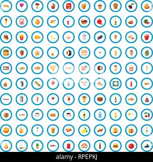 100 breakfast icons set, cartoon style Stock Vector