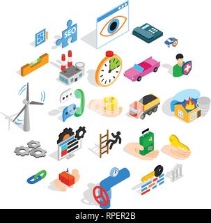 Commercial icons set, isometric style Stock Vector