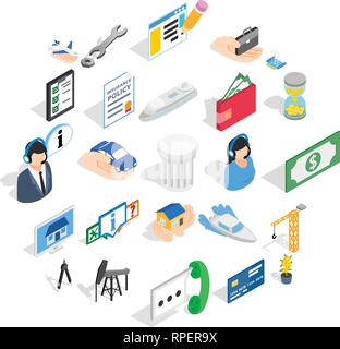 Merchant icons set, isometric style Stock Vector