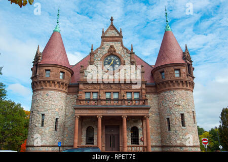 Wellesley Town Hall was built in 1883 with Richardsonian Romanesque style in Wellesley, Massachusetts, USA. Stock Photo