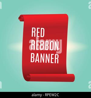 red web ribbon wide vertical banner. Vector illustration for design Stock Vector