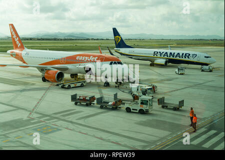 Easyjet and Ryanair budget flights to Corvera Airport, Murcia, Spain Stock Photo