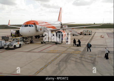 Easyjet aircraft on the ground at Corvera Airport, Murcia, Spain Stock Photo