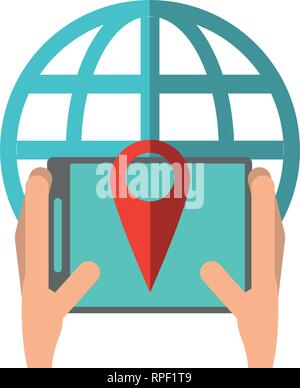 Smartphone with gps tracking Stock Vector