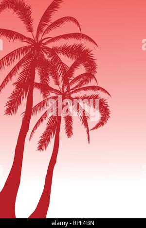 Tropical landscape Summer background. Palm trees silhouette. Vector illustration Stock Vector
