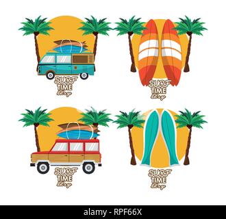 summer time cartoon set Stock Vector