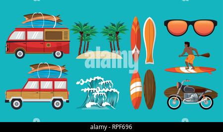 summer time cartoon set Stock Vector