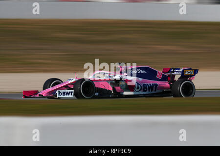 Montmelo, Spain. 21st Feb, 2019. Lance Stroll of Canada driving the (18) Racing Point RP19 Mercedes on track during day four of F1 Winter Testing Credit: Marco Canoniero/Alamy Live News Stock Photo