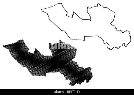 Long An Province (Socialist Republic of Vietnam, Subdivisions of Vietnam) map vector illustration, scribble sketch Tinh Long An map Stock Vector