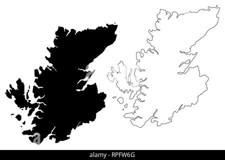 Highland (United Kingdom, Scotland, Local government in Scotland) map vector illustration, scribble sketch Highland (Scottish Highlands,  inner-Hebrid Stock Vector